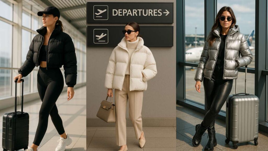 Elevate your travel style with 20+ chic puffer jacket airport outfits. Comfort meets fashion with these celebrity-inspired looks and styling tips.